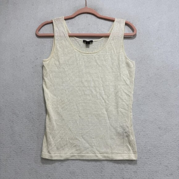 Lafayette 148 New York Tank Top Womens Small White 100% Linen Knit Sleeveless - Picture 1 of 8